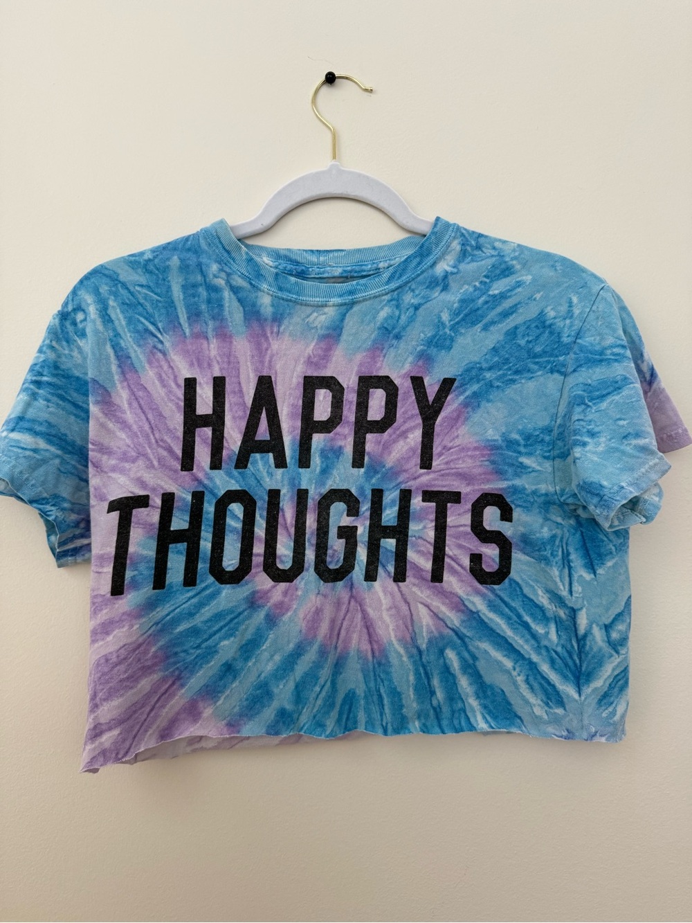Retro Spencer’s Happy Thoughts Tie-Dye Crop Tee - Blue & Purple